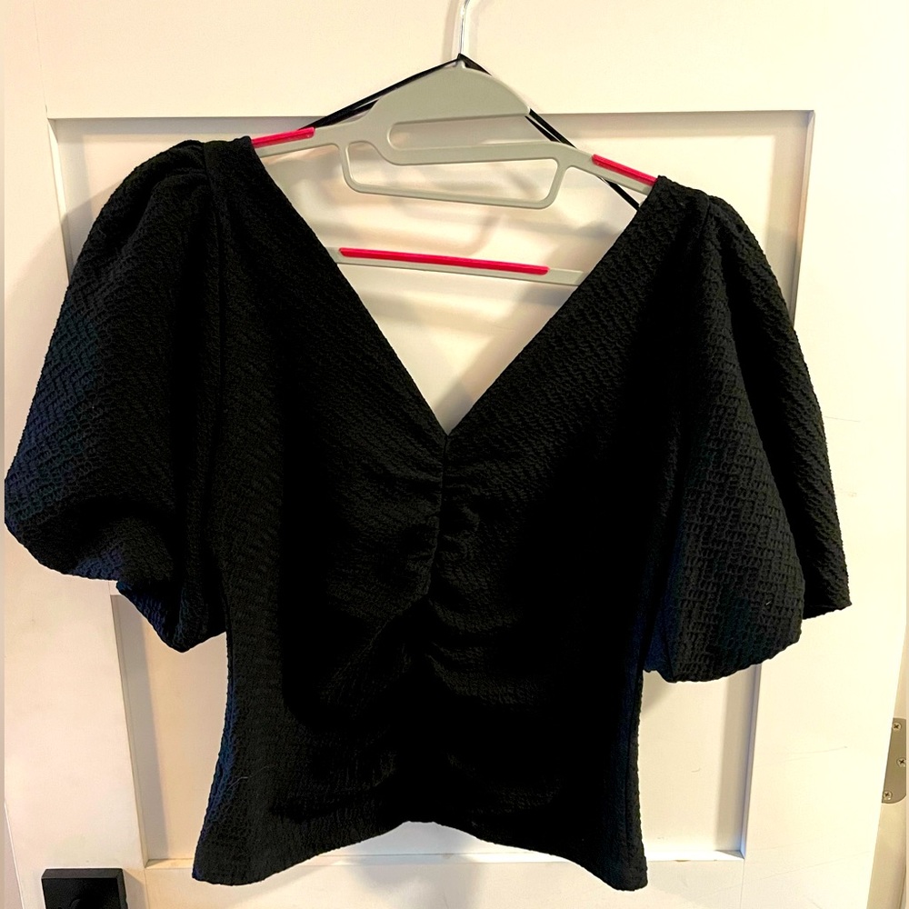 Free People Cupcake Ruched Puff Sleeve Top NEW W/TAGS